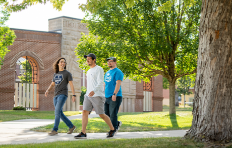 students walking on campus