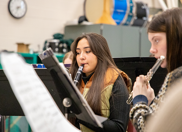 student playing a musical instrument