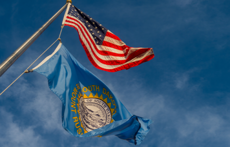 USA and South Dakota flags