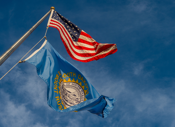USA and South Dakota flags