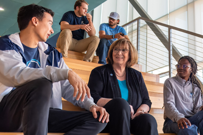 DSU President with Students